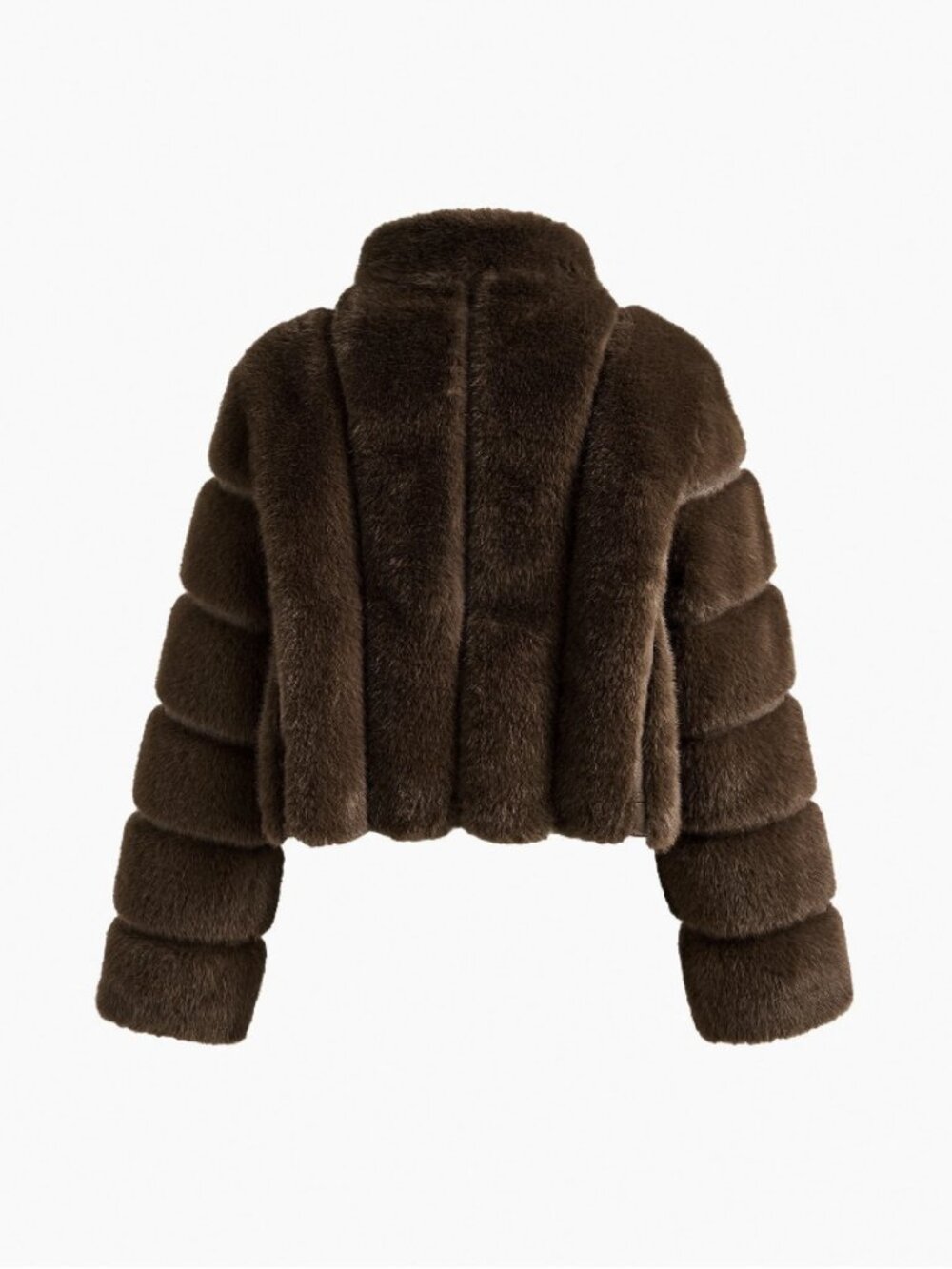 Coffee Brown Casual Women's Premium Stand Collar Faux Fur teddy Coat jacket - Picture 8 of 12